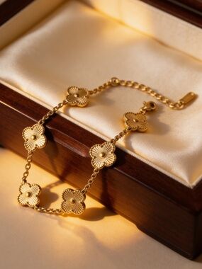 Clover Fashion Gold Toned Bracelet